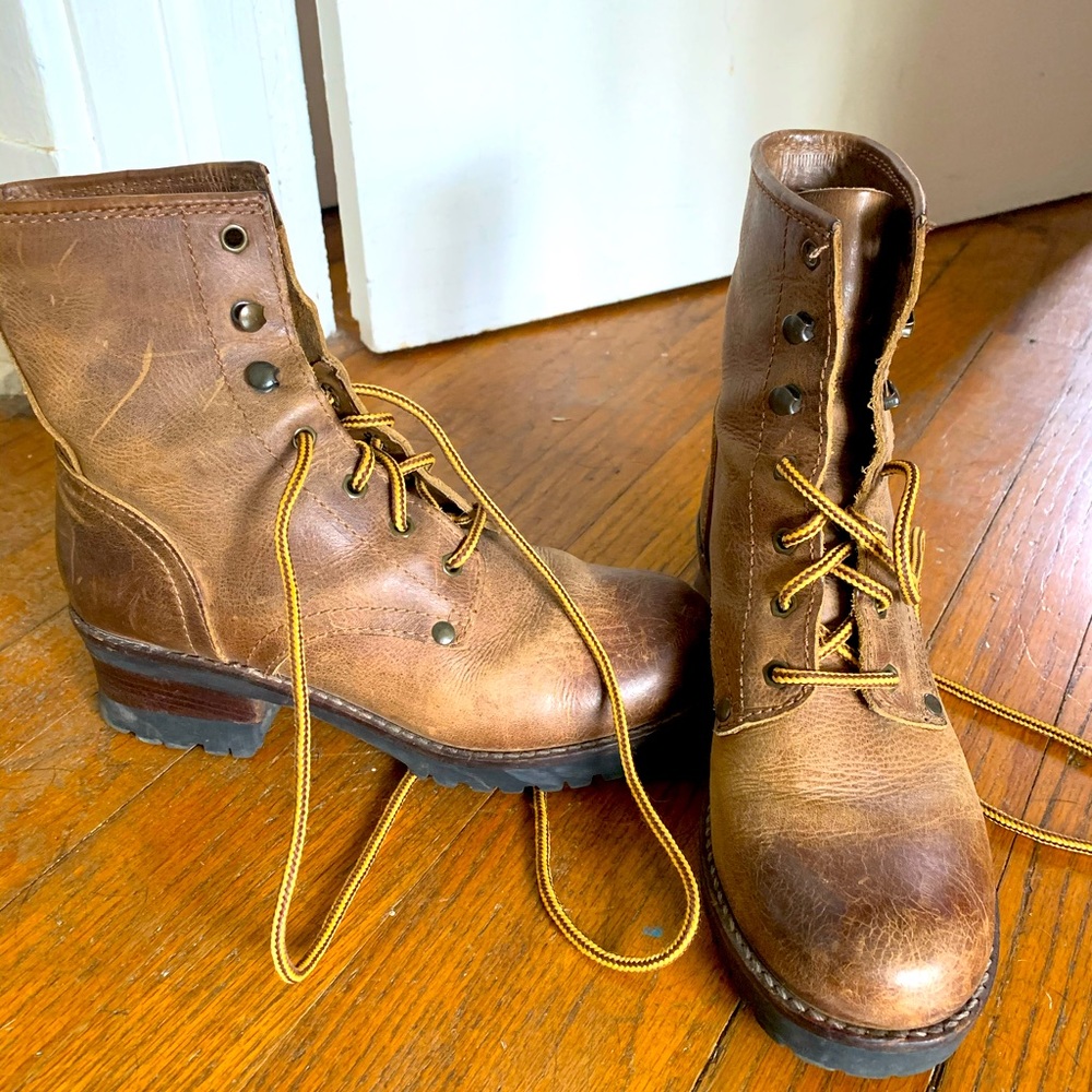 Vintage lace up leather boots